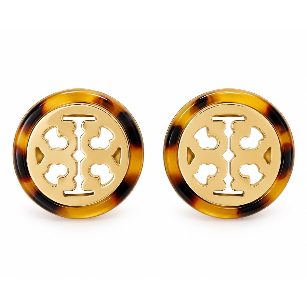 Tory Burch Tortoiseshell Double T Stud Earrings / NWT & Dustbag Included